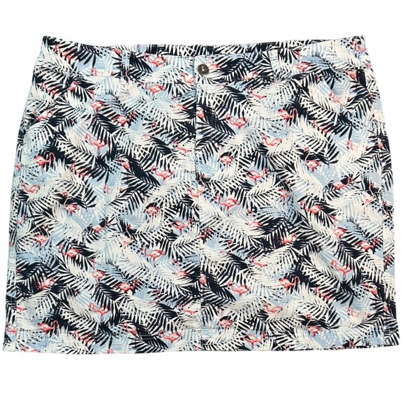 CJ Banks Skort 22W Flamingo Palm Print Tropical Golf Athletic Casual Skirt Short - Picture 1 of 10